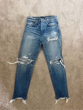 Moussy Distressed Skinny Jeans in Faded Blue